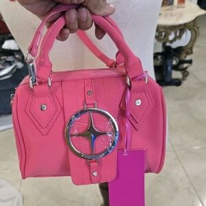 Paris Hilton Vibrant Pink Mini Bag with Silver Details